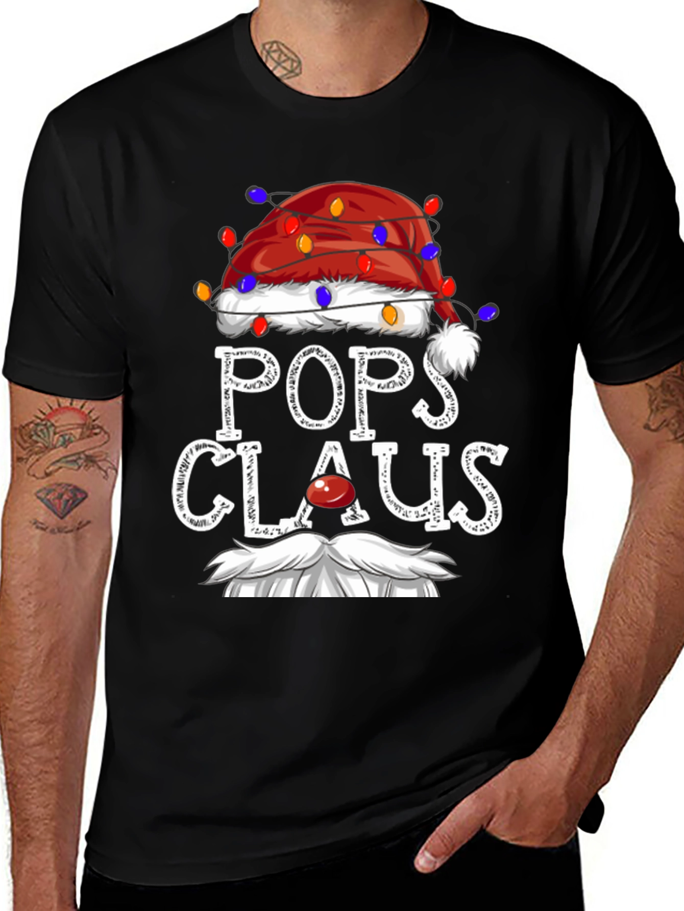 Pops Claus Christmas T-Shirt Festive Holiday Tee