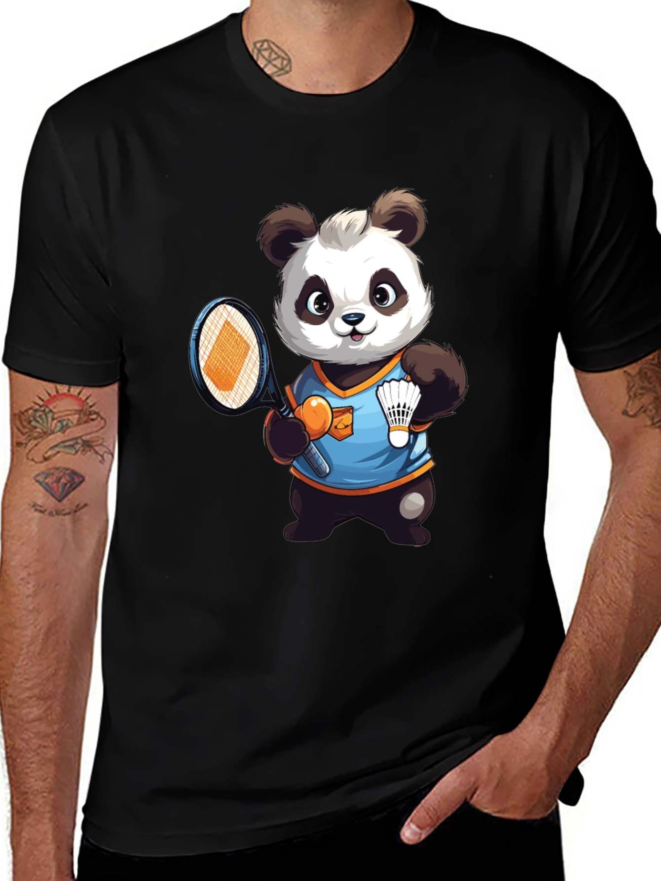 Variant 26 of Cute Panda Badminton T-Shirt