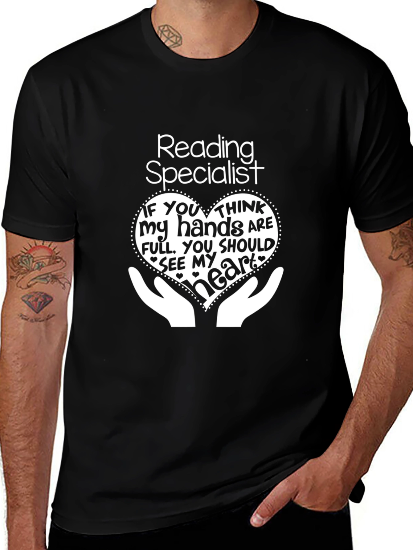 Variant 27 of Reading Specialist Heart Hands Graphic T-Shirt