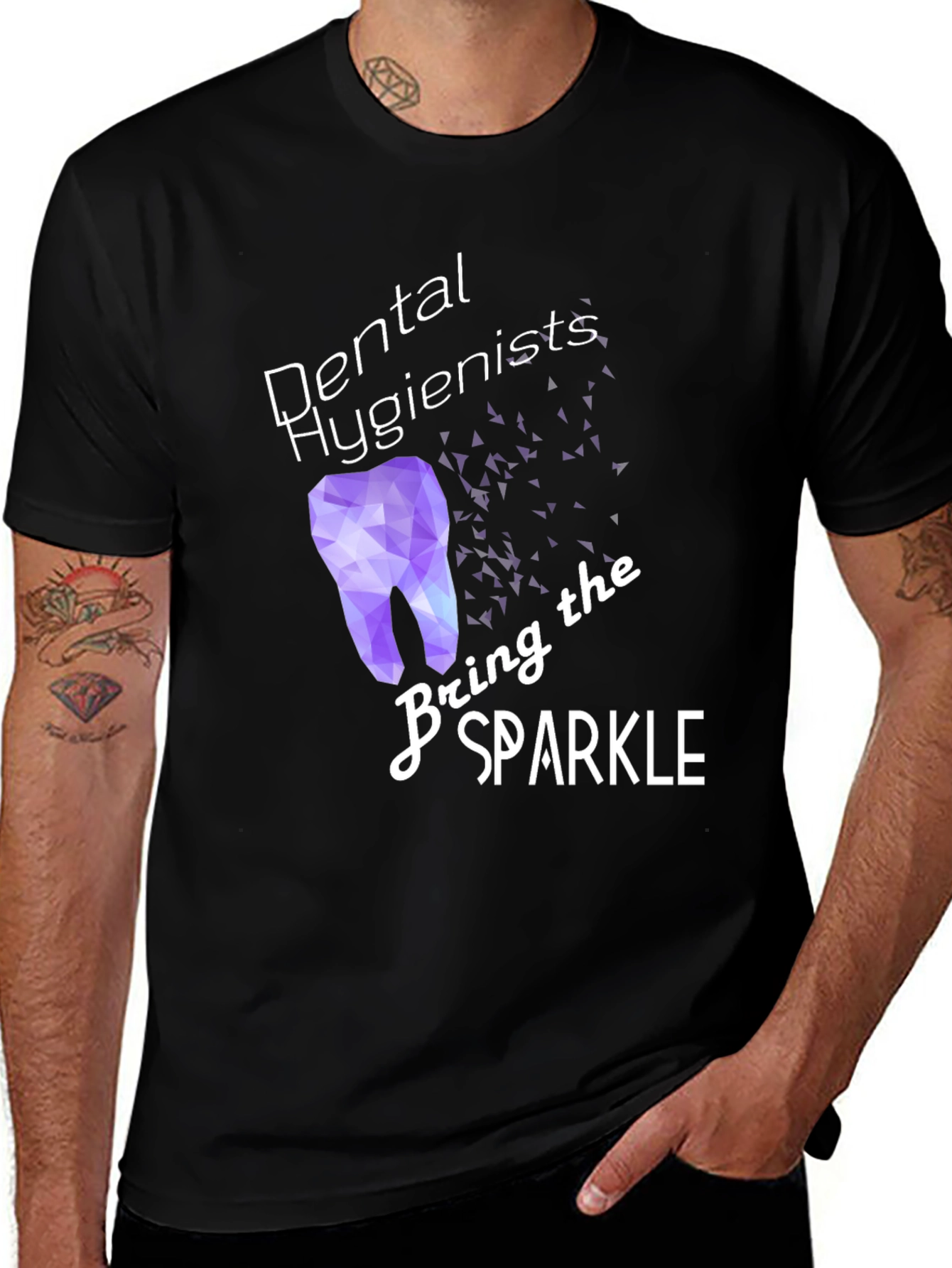 Variant 16 of Dental Hygienist Sparkle T-Shirt - Black