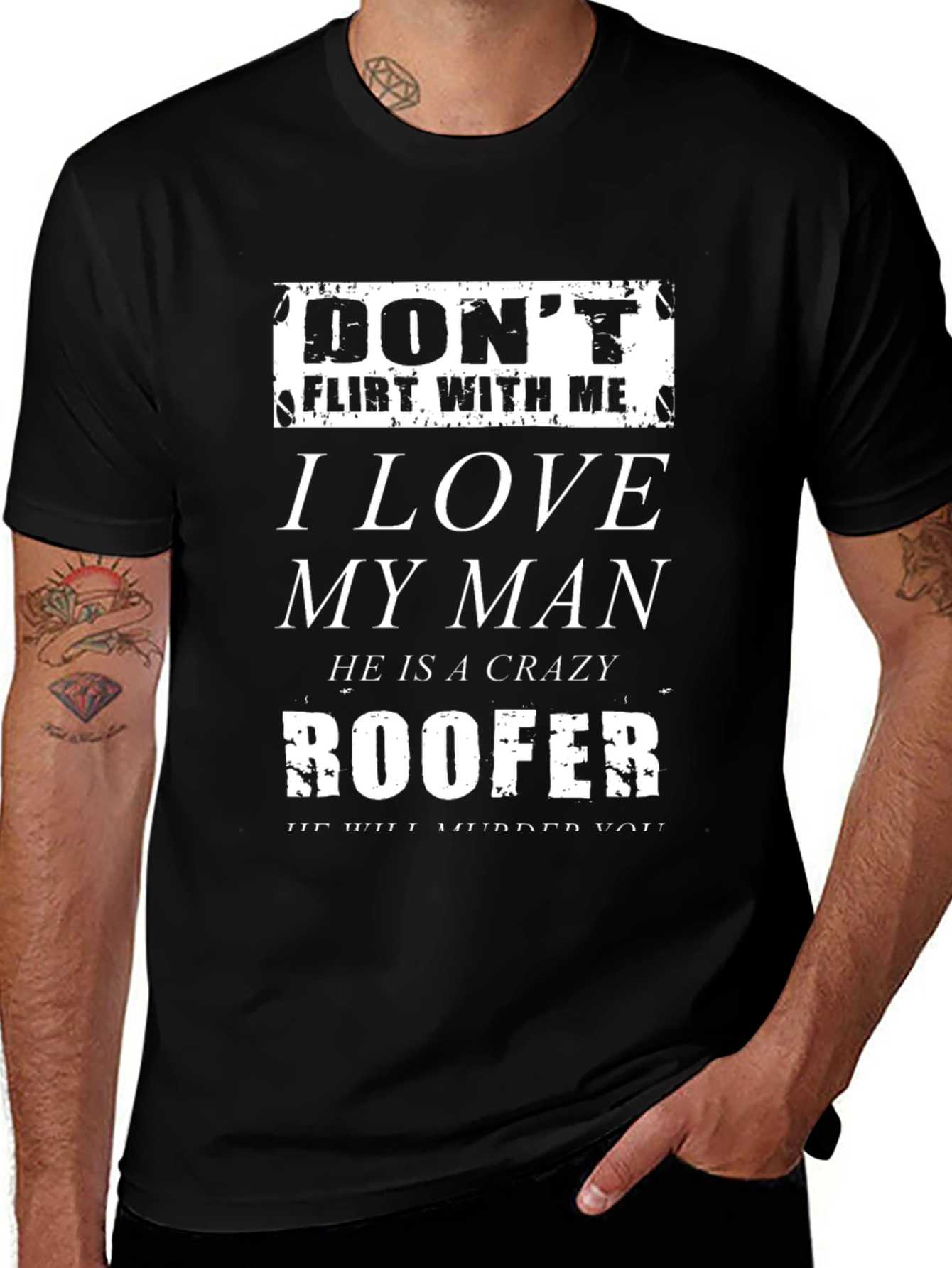 Variant 8 of Crazy Roofer Man T-Shirt - Novelty Gift