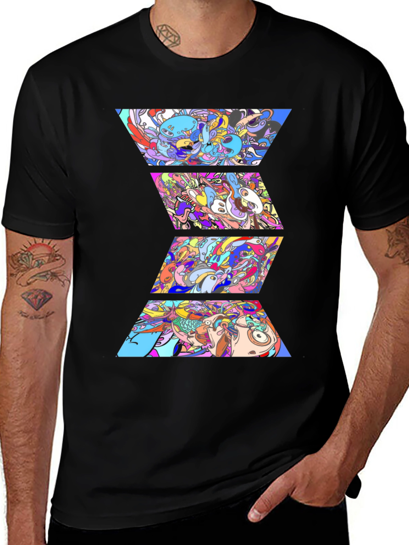 Variant 21 of Abstract Graphic Print Black T-Shirt