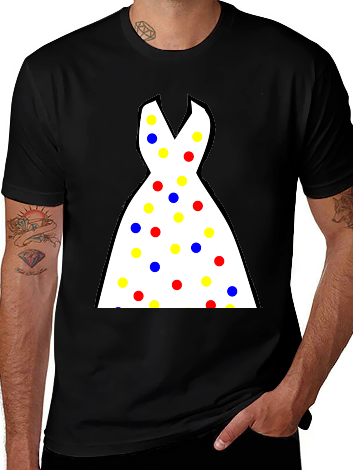 Polka Dot Dress Graphic Tee - Fun & Stylish Casual Wear