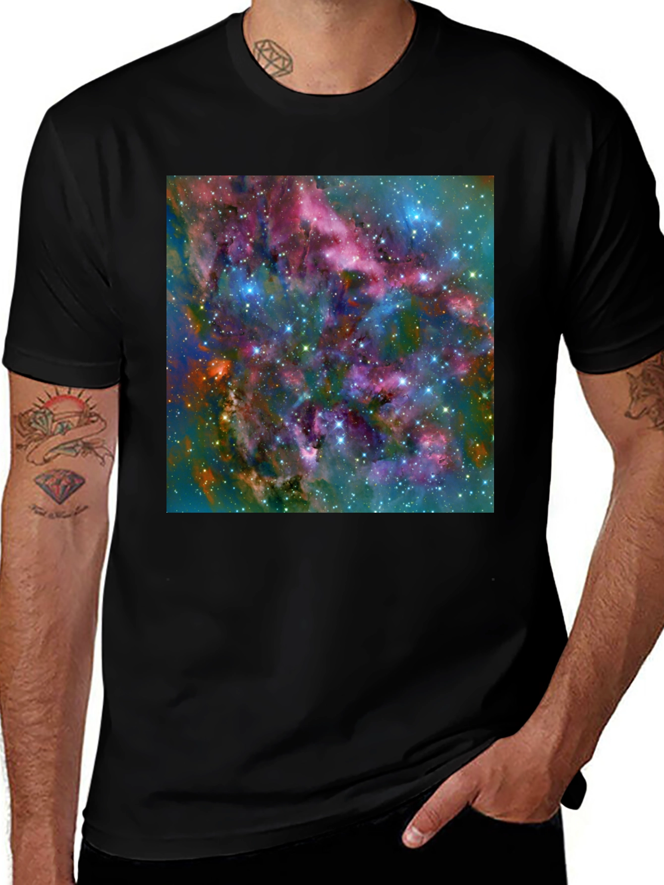 Variant 27 of Nebula Space Print Black T-Shirt