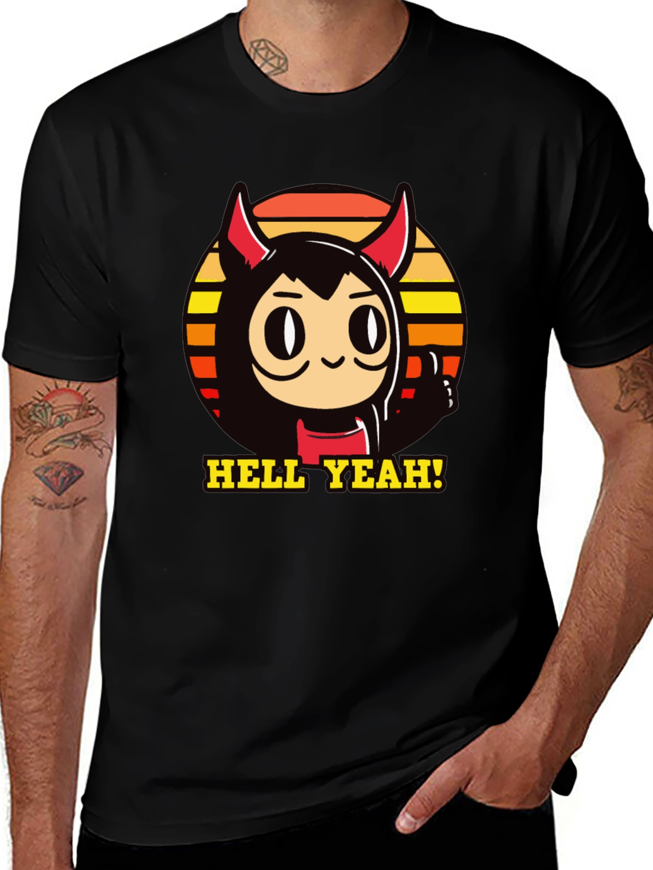 Variant 5 of Hell Yeah Devil Cartoon Graphic Tee