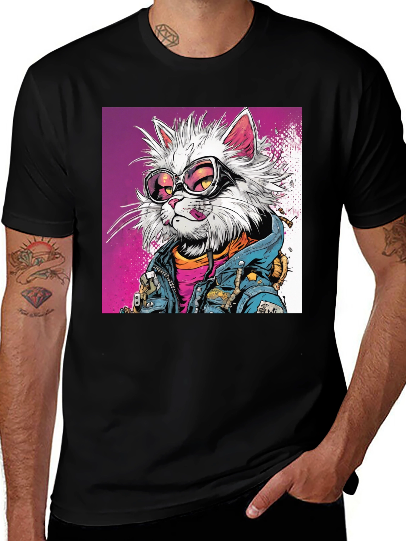 Variant 15 of Cool Cat Graphic Tee - Stylish Streetwear