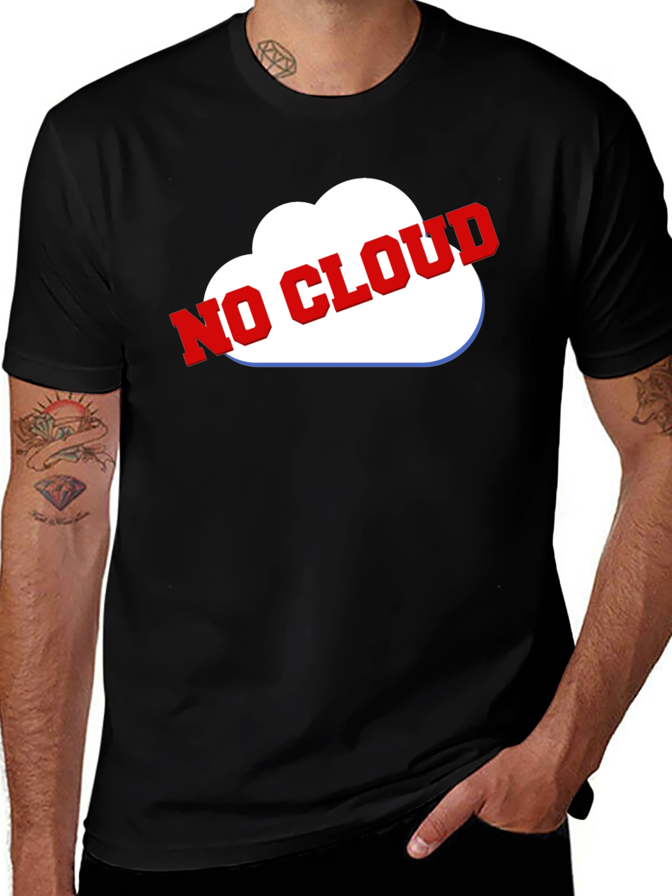 Variant 18 of No Cloud T-Shirt - Anti Cloud Black Tee