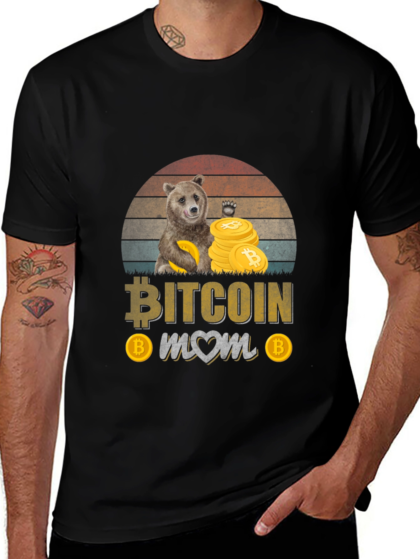 Bitcoin Mom Bear Graphic T-Shirt - Crypto Lover Tee