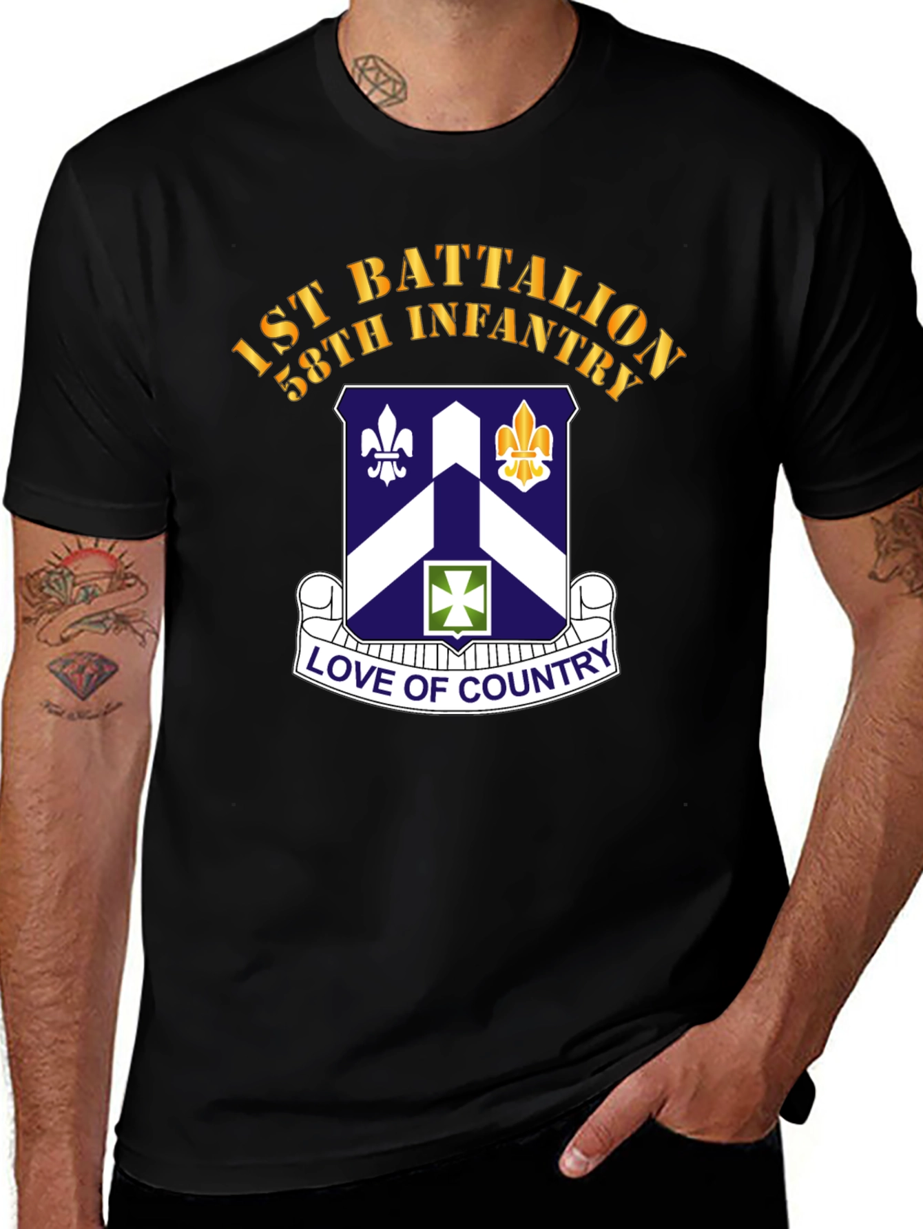 Variant 22 of 1st Battalion 58th Infantry T-Shirt - Love of Country