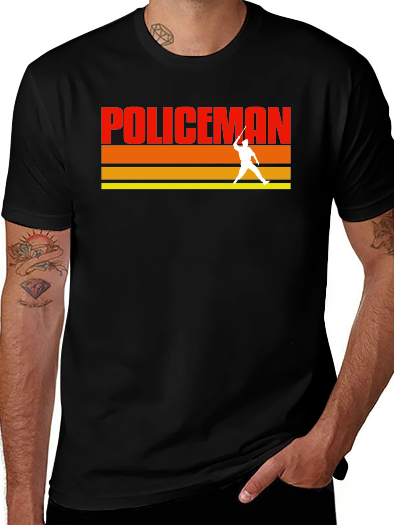 Variant 8 of Vintage Policeman Silhouette T-Shirt