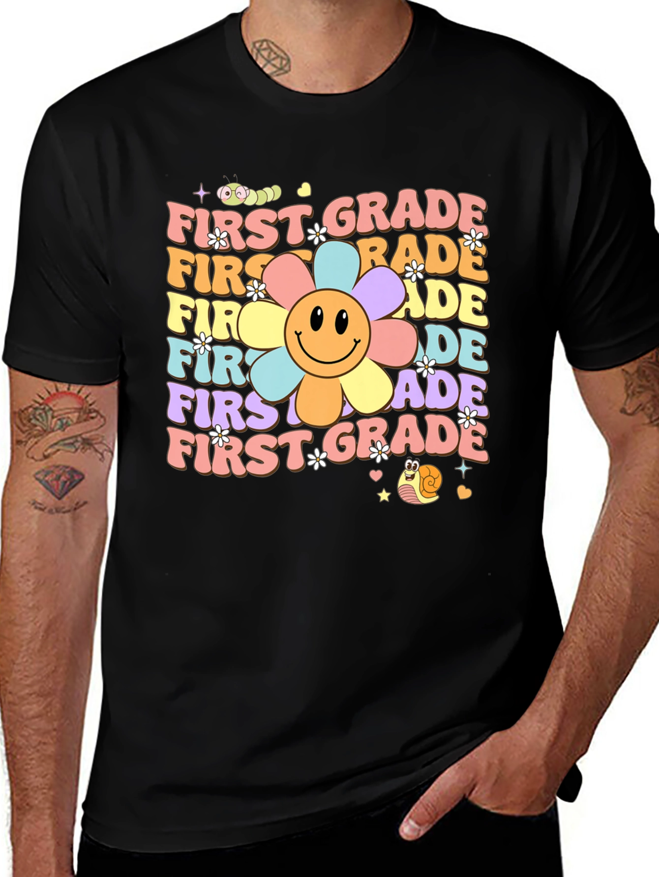Variant 18 of First Grade Teacher Shirt - Cute Floral Design