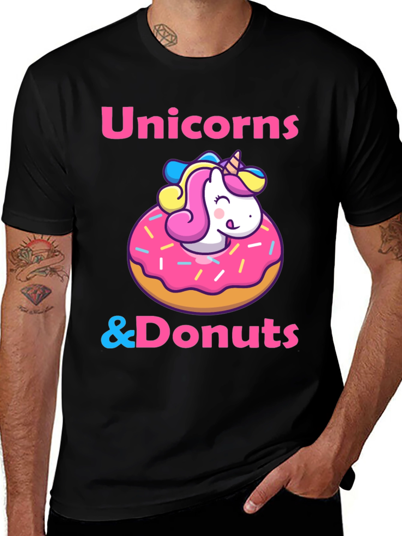 Variant 5 of Unicorns & Donuts T-Shirt: Whimsical Graphic Tee