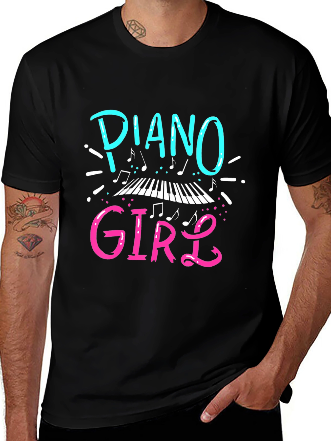 Variant 10 of Piano Girl Black Graphic Tee