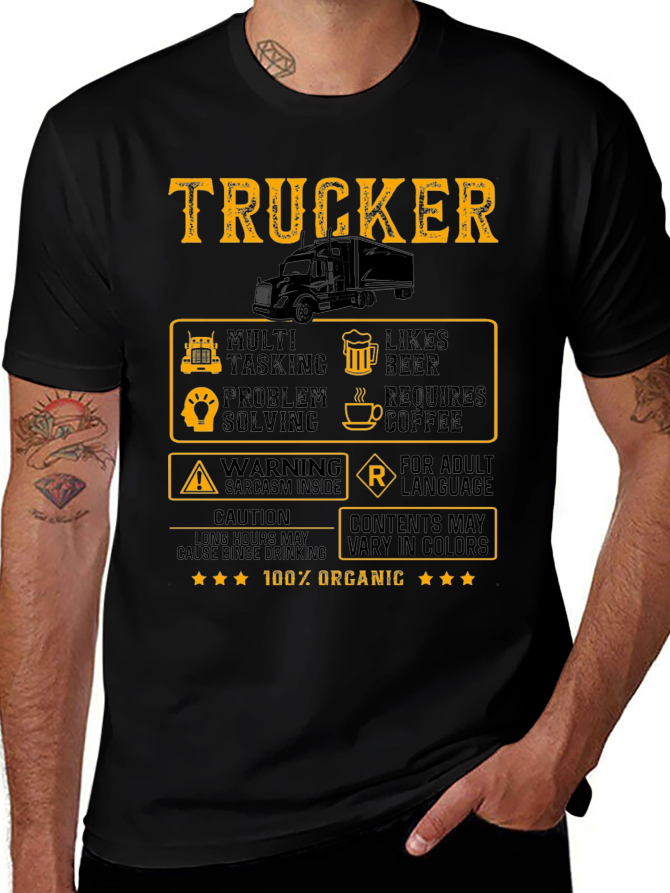 Variant 3 of Trucker T-Shirt - Organic Cotton Blend, Humorous Design