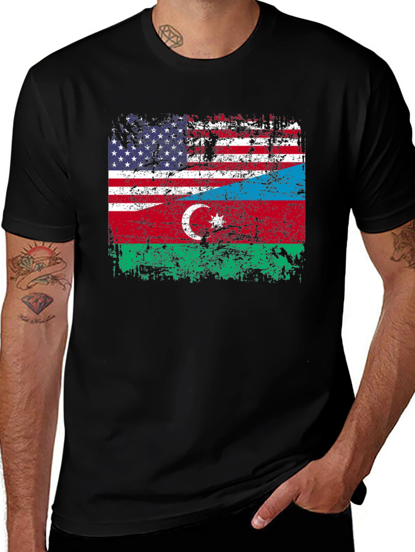 USA Azerbaijan Flag T-Shirt Patriotic Pride