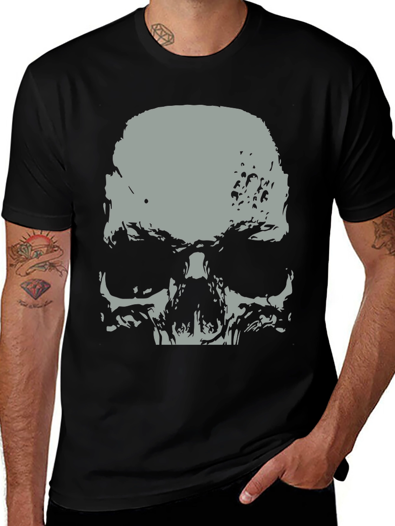 Variant 6 of Skull Graphic Print Black T-Shirt