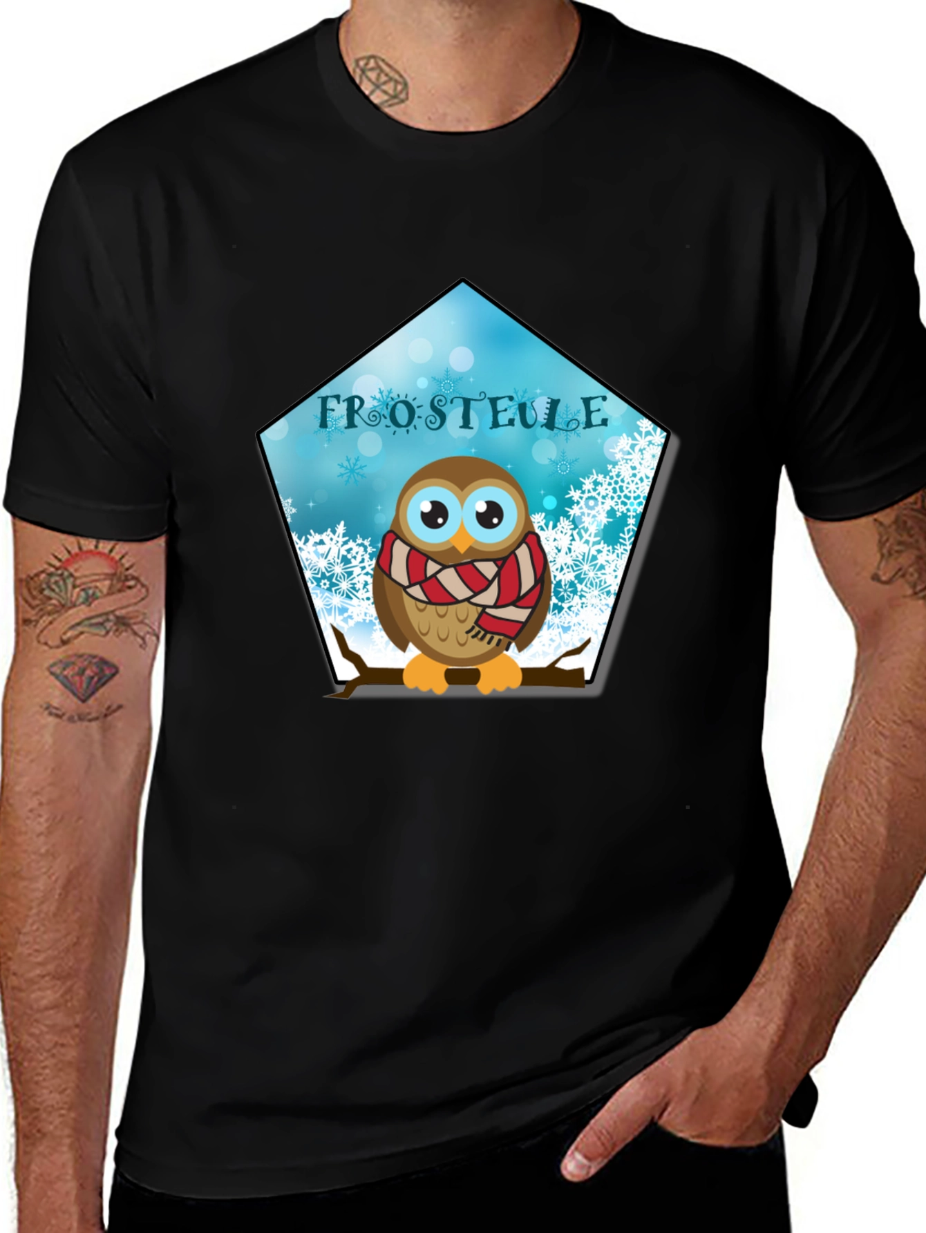 Variant 8 of Winter Owl Graphic Tee - Frosteule Design