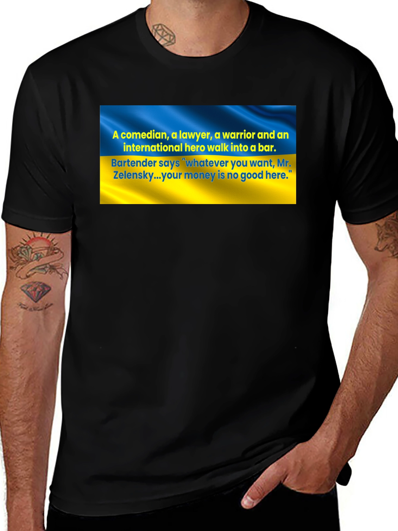 Ukraine Zelensky T-Shirt: Comedian, Lawyer, Warrior Bar Joke