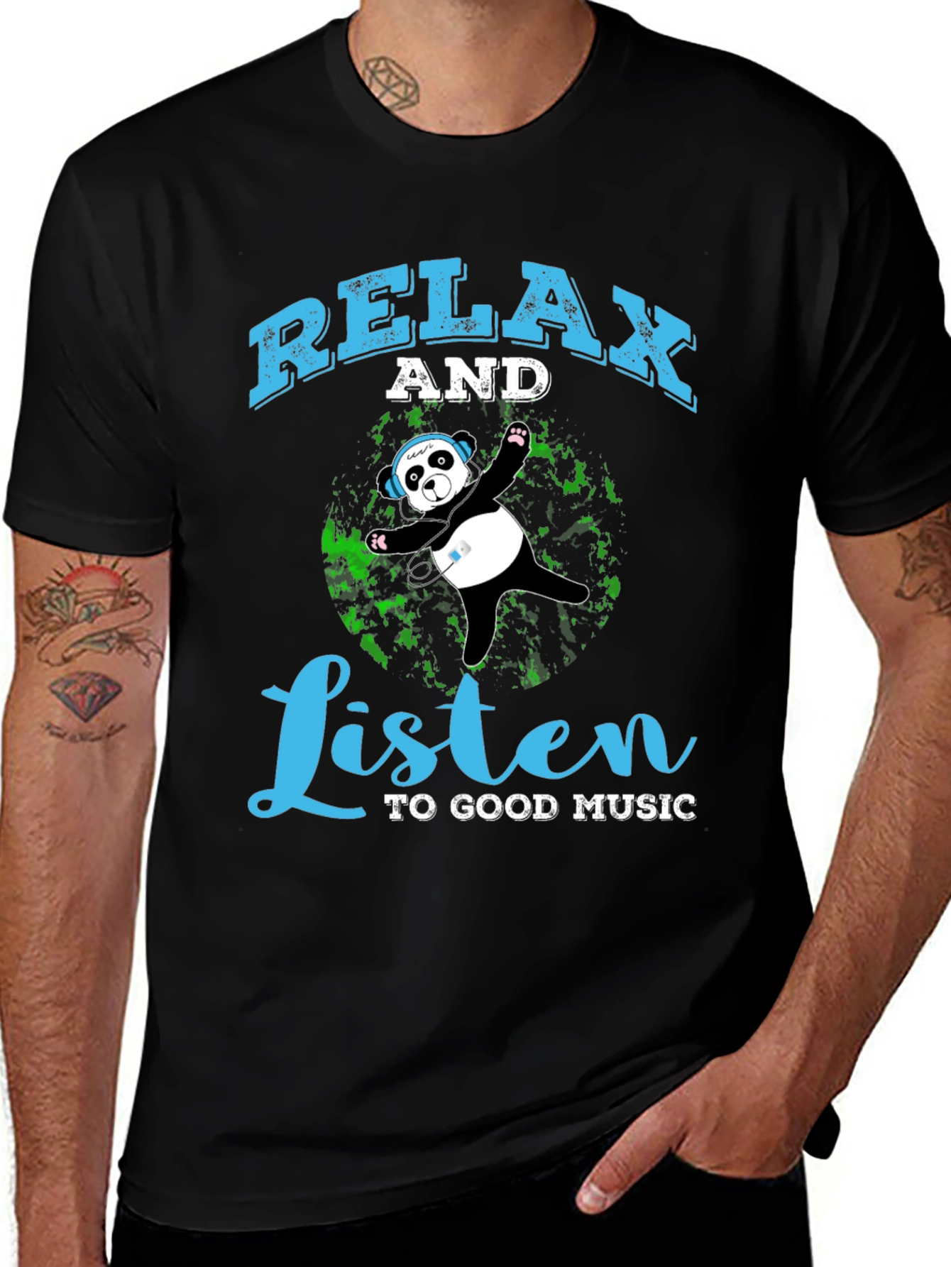 Variant 7 of Relax and Listen Panda T-Shirt