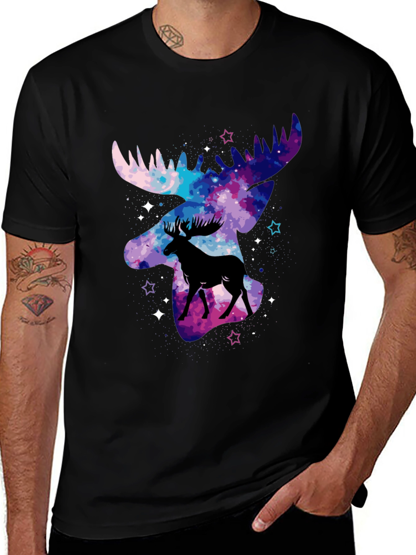 Variant 11 of Galaxy Moose Graphic Tee - Black T-Shirt