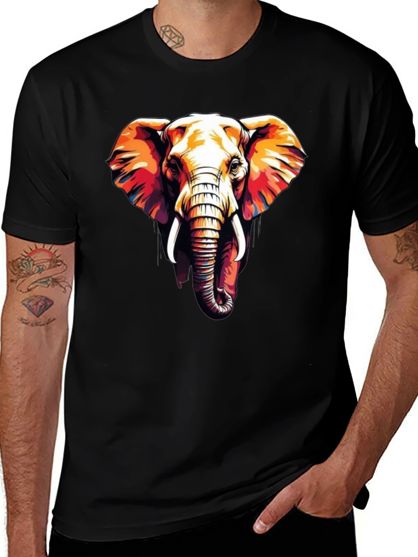 Variant 6 of Elephant Graphic Print Black Tee