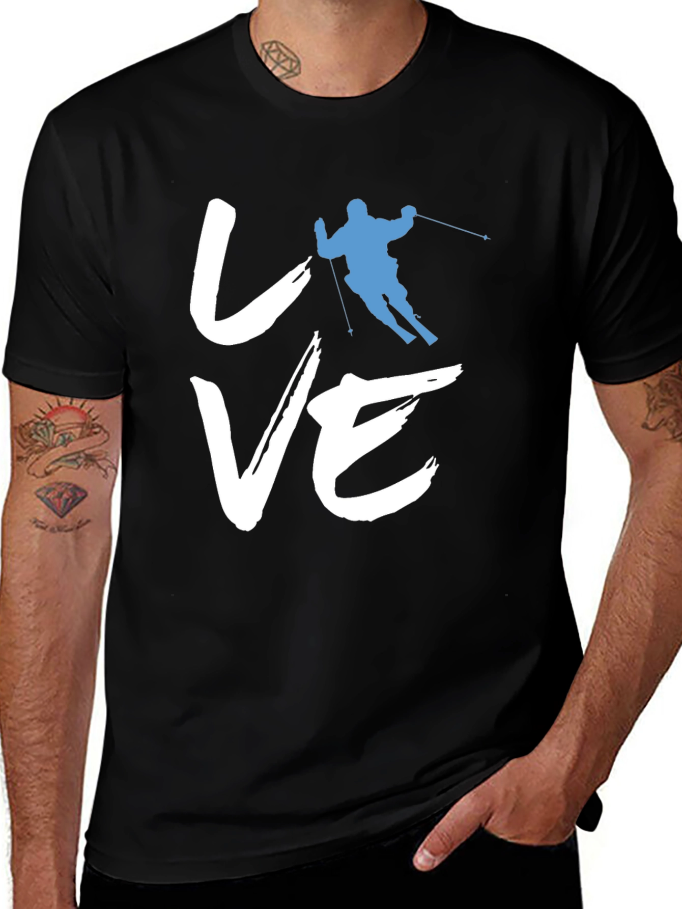Variant 26 of Ski Love T-Shirt - Black Graphic Tee
