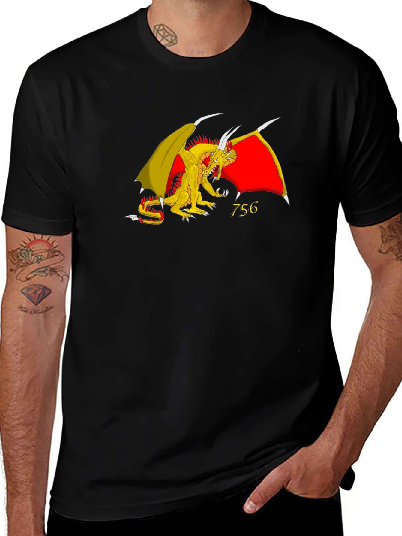 Variant 20 of Dragon Graphic Black T-Shirt - Fantasy Tee