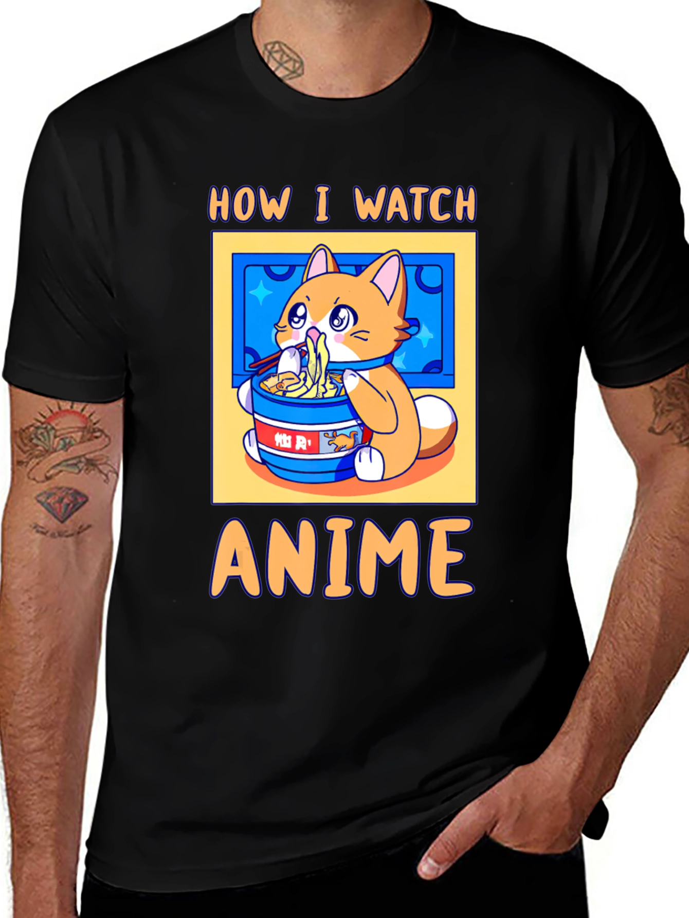 Variant 13 of Anime Watching Cat T-Shirt