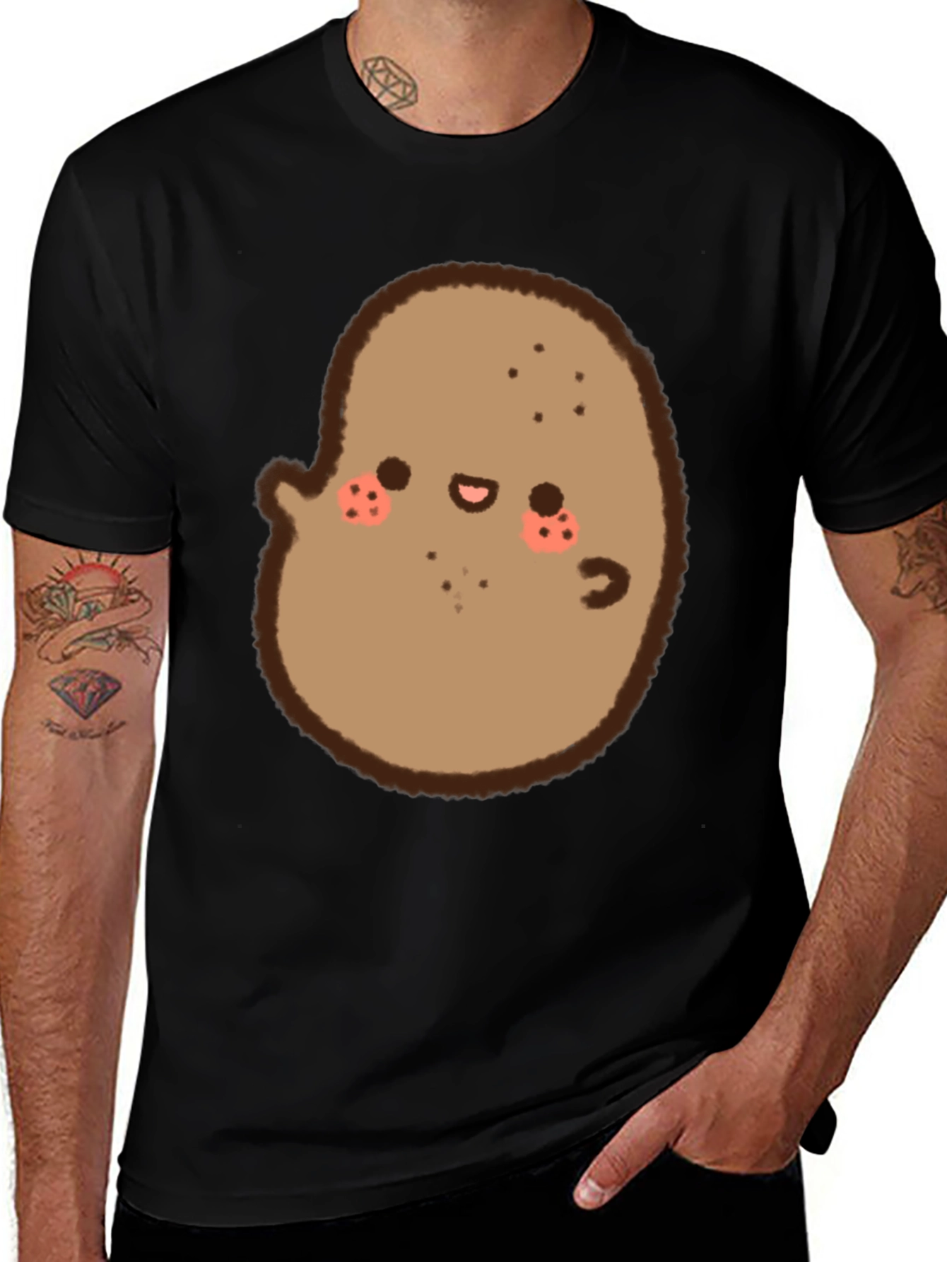 Variant 4 of Cute Potato Graphic Black T-Shirt