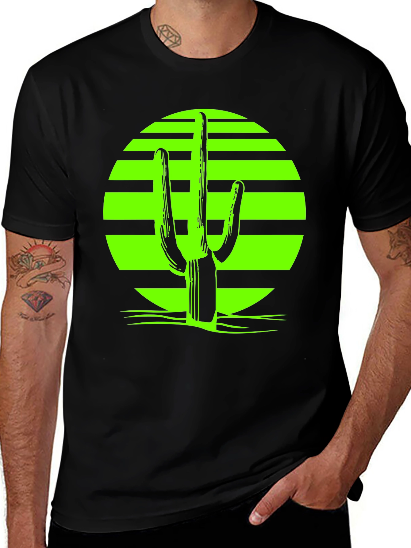 Variant 5 of Cactus Sunset Graphic T-Shirt - Retro Desert Vibes