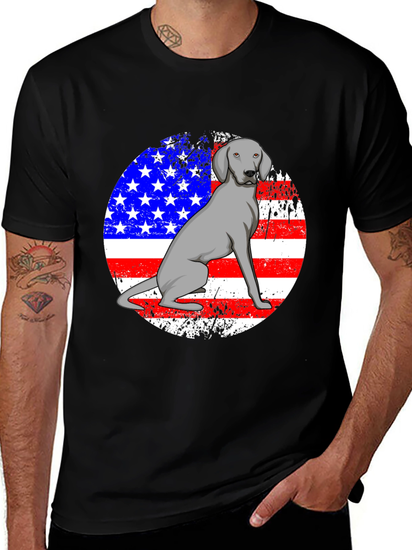 Variant 25 of American Weimaraner T-Shirt Patriotic Dog Lover Tee