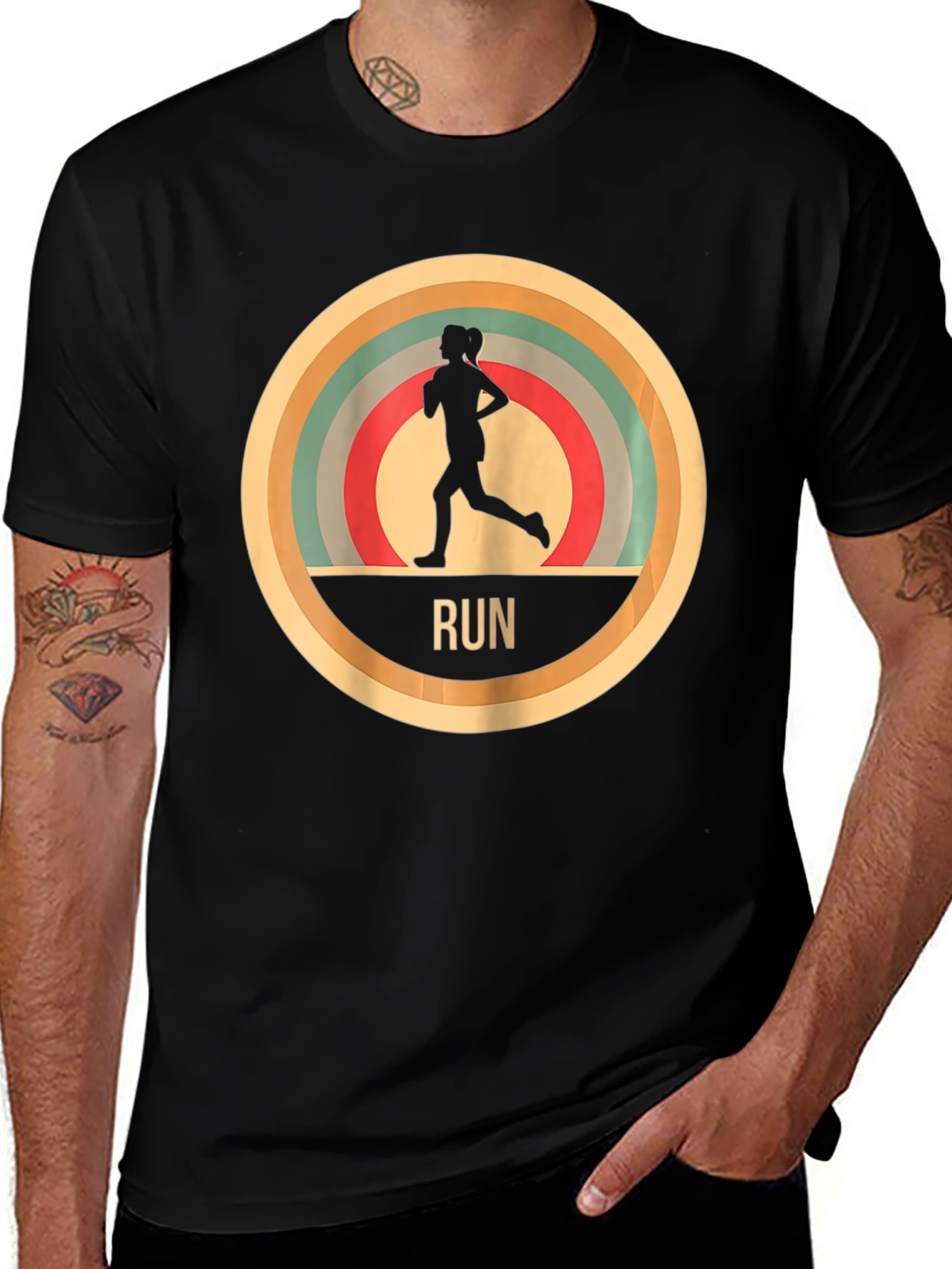 Variant 11 of Retro Runner Graphic Tee - Black