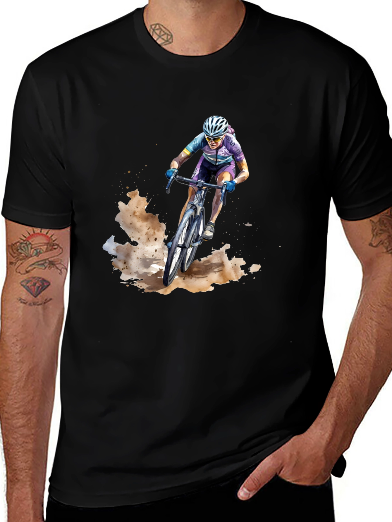 Variant 9 of Mountain Biker Graphic Tee - Black Casual Shirt