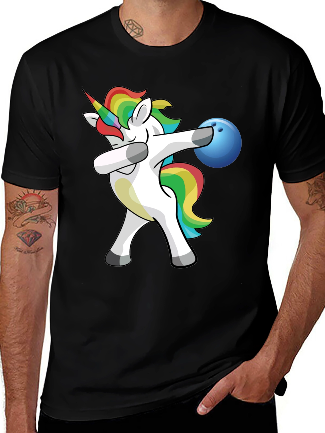 Variant 18 of Unicorn Dabbing Bowling T-Shirt