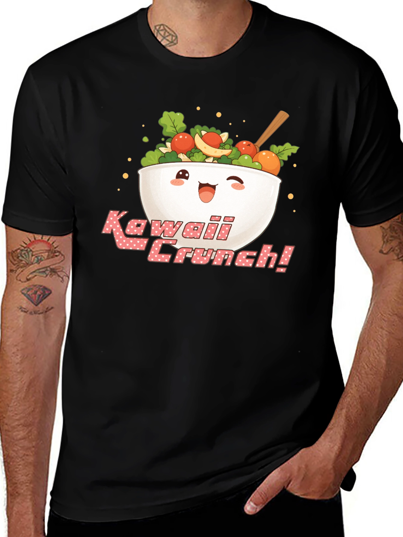Kawaii Crunch Salad Bowl Graphic T-Shirt