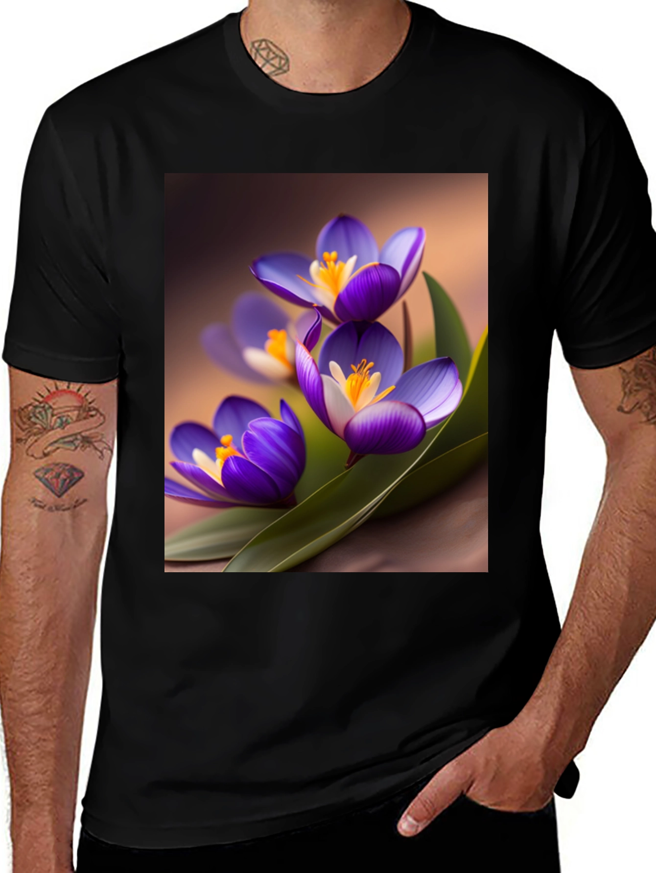 Black Floral Crocus Graphic Tee - Black main image