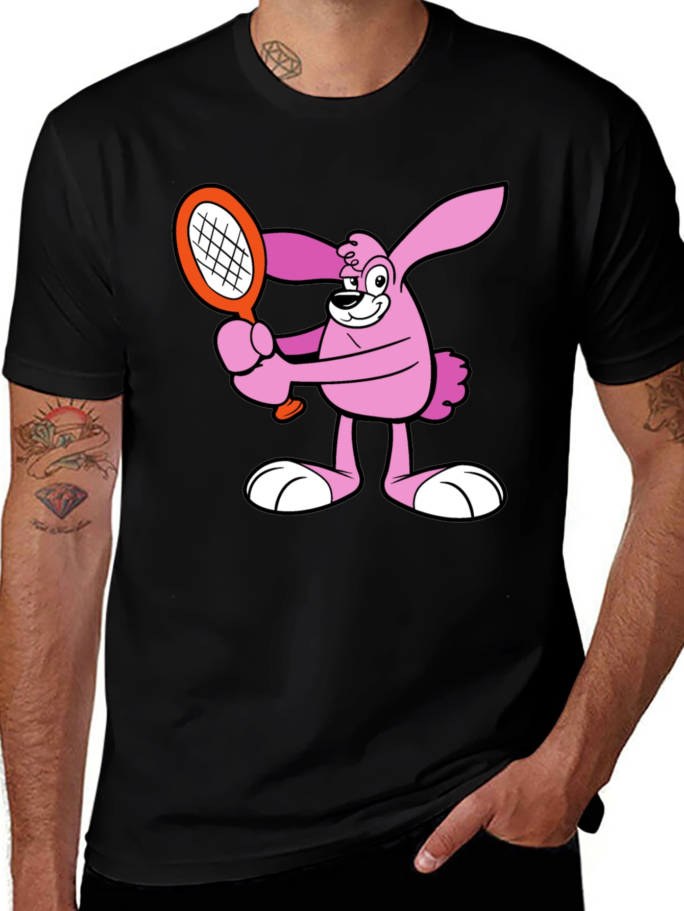 Variant 19 of Cartoon Bunny Tennis Player Graphic T-Shirt