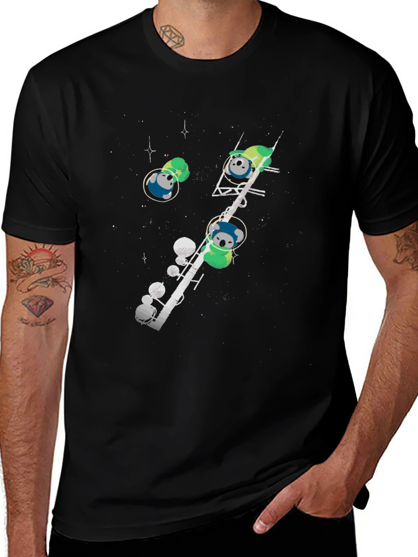 Black Space Koala T-Shirt - Astronaut Design main image