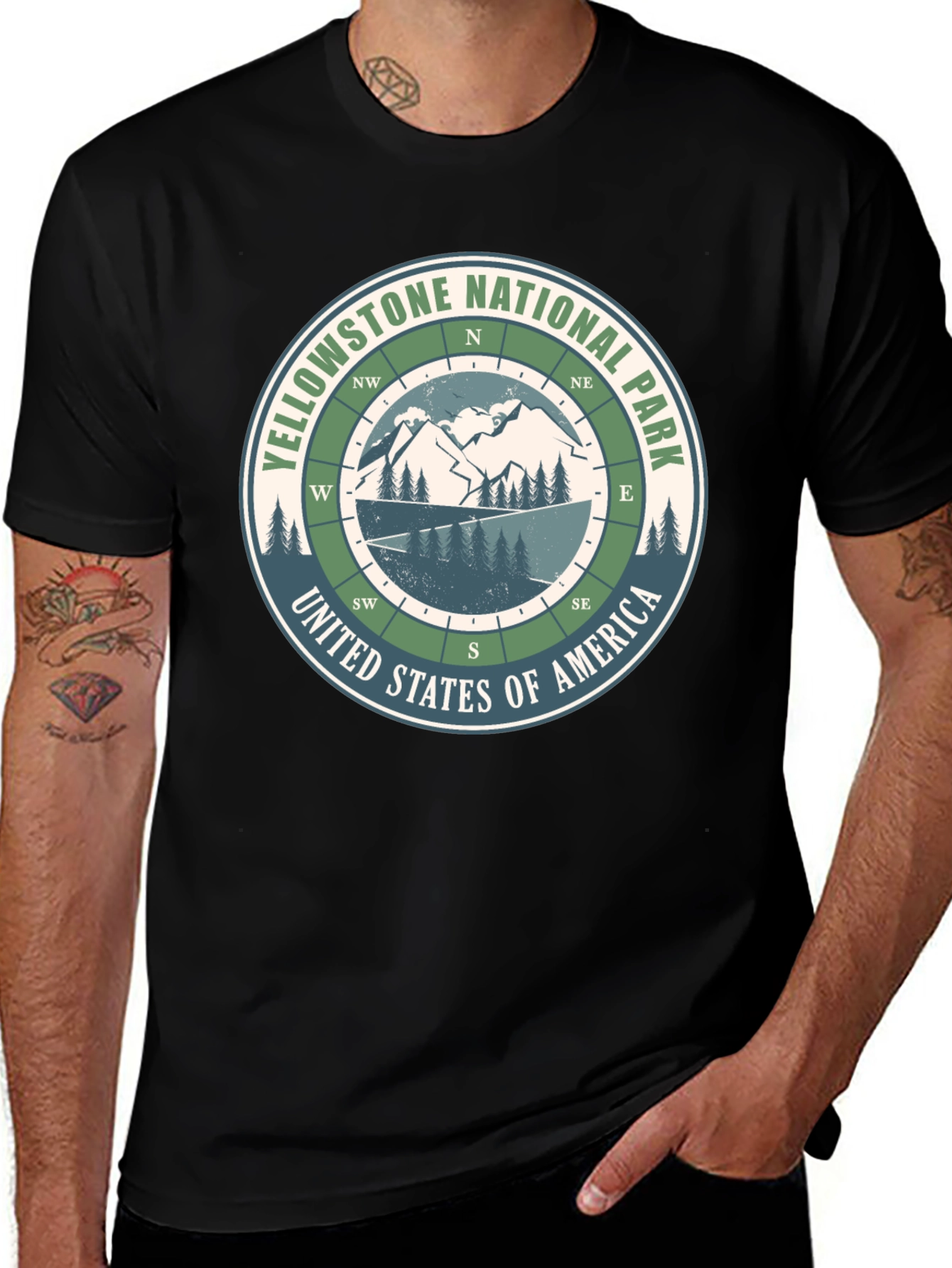 Yellowstone National Park Compass Graphic T-Shirt