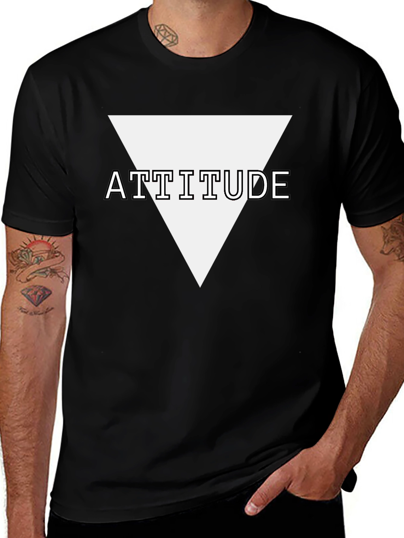 Variant 28 of Attitude Triangle Graphic Black T-Shirt
