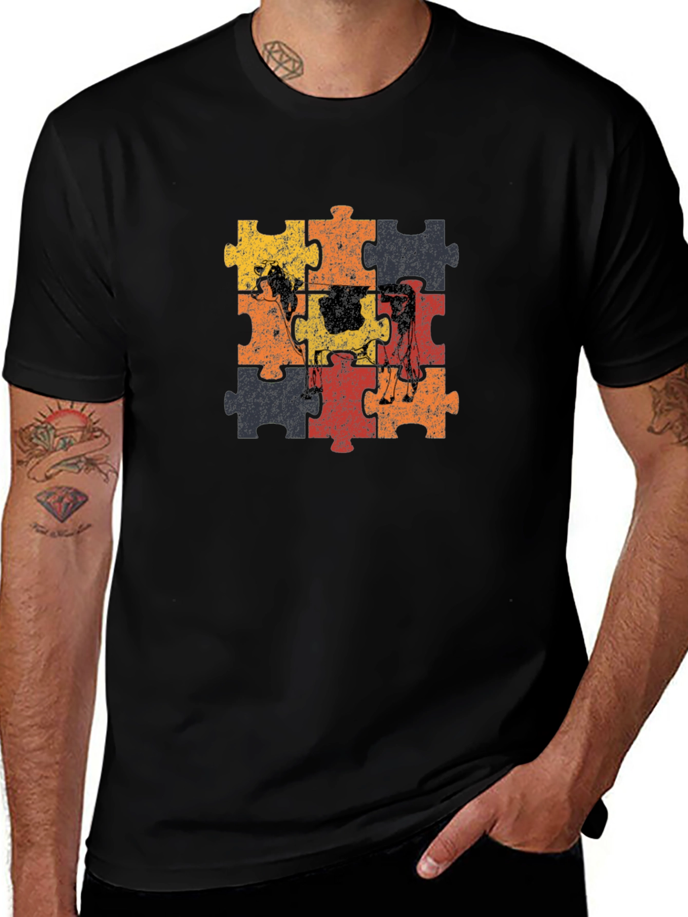 Variant 27 of Cow Puzzle Piece Graphic T-Shirt