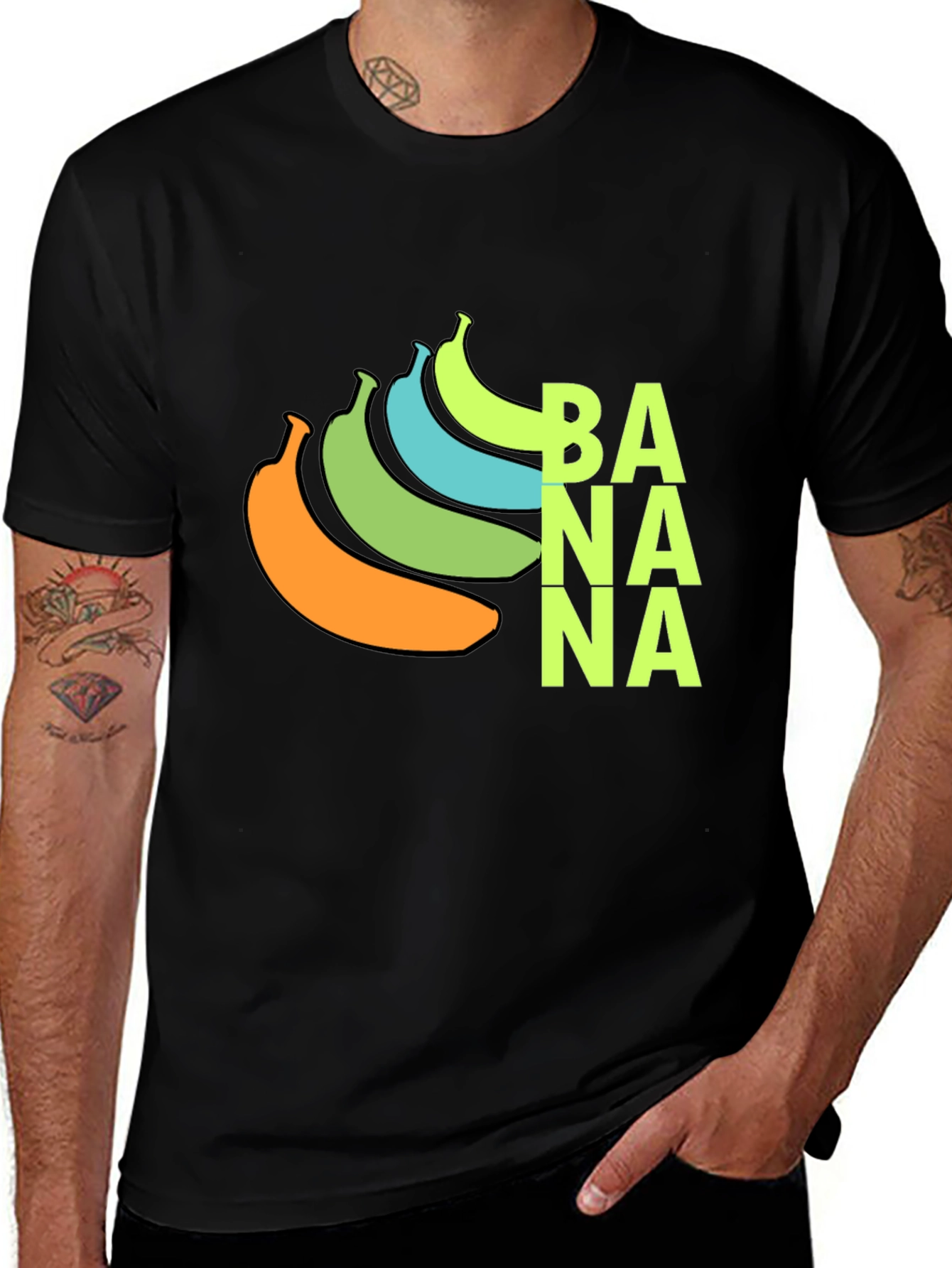 Variant 17 of Banana Graphic Print Black Crew Neck T-Shirt