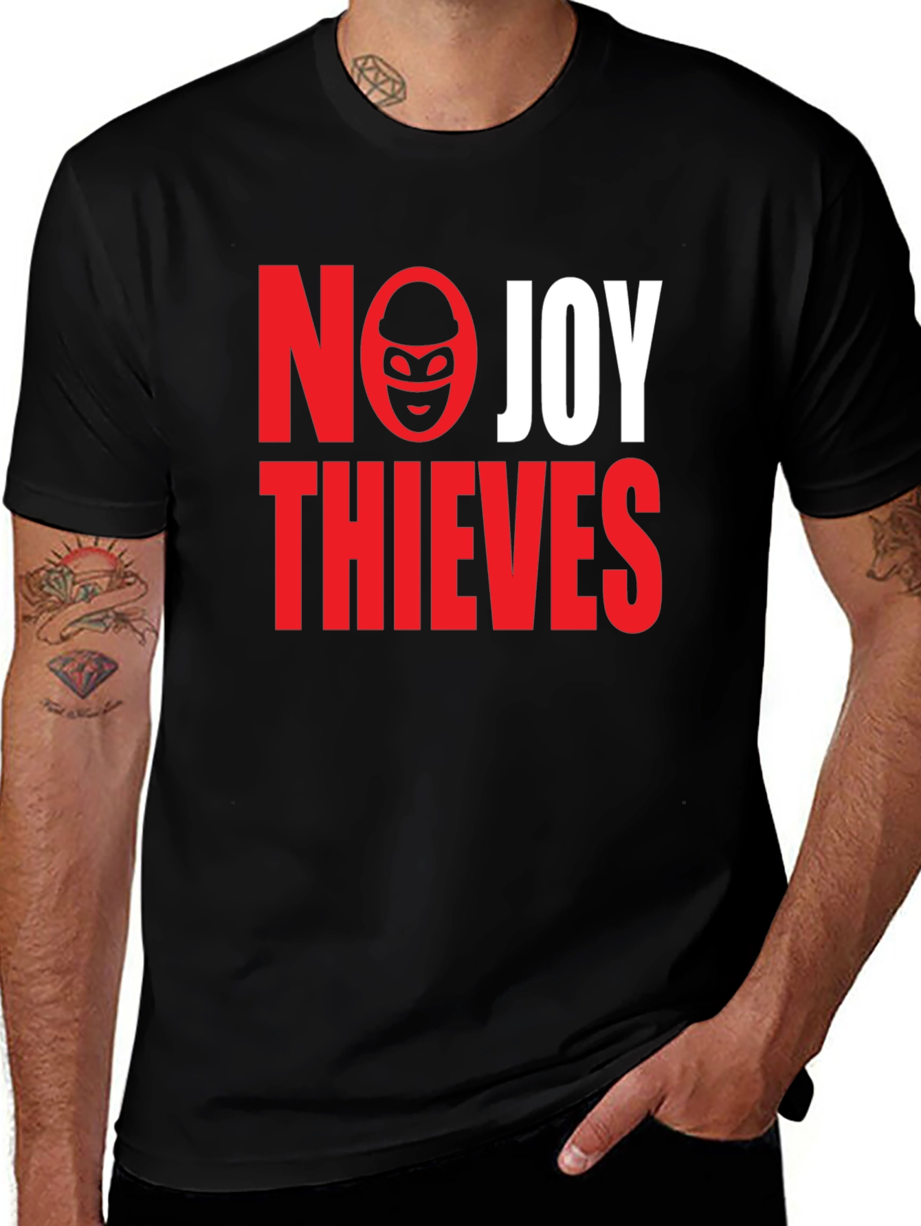 Variant 16 of No Joy Thieves Graphic Tee - Black Cotton T-Shirt