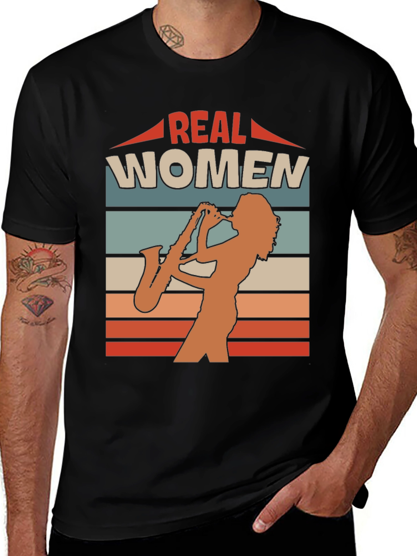 Variant 12 of Real Women Saxophone Player Graphic Tee