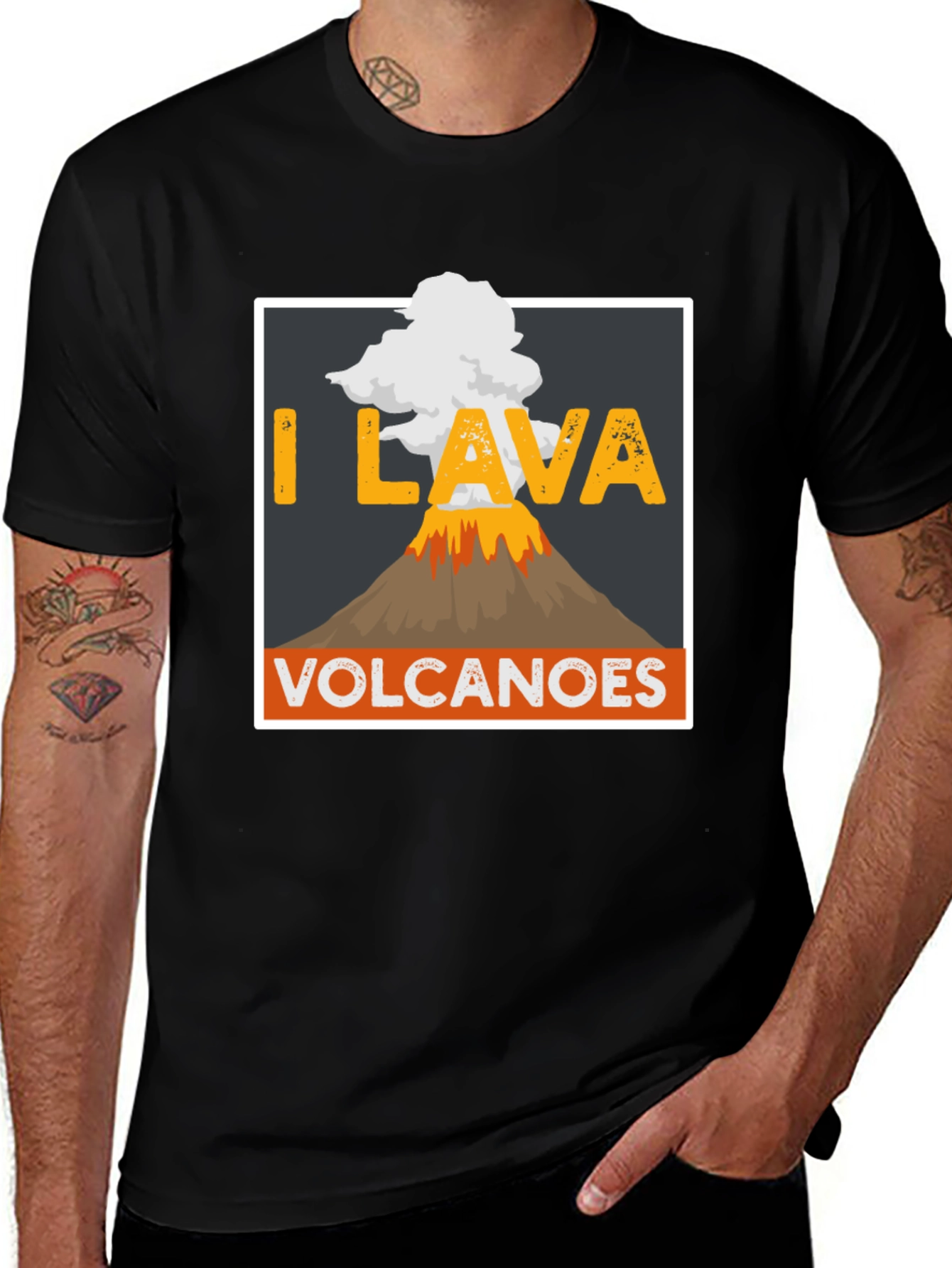 Variant 6 of I Lava Volcanoes Graphic Tee - Black Cotton T-Shirt