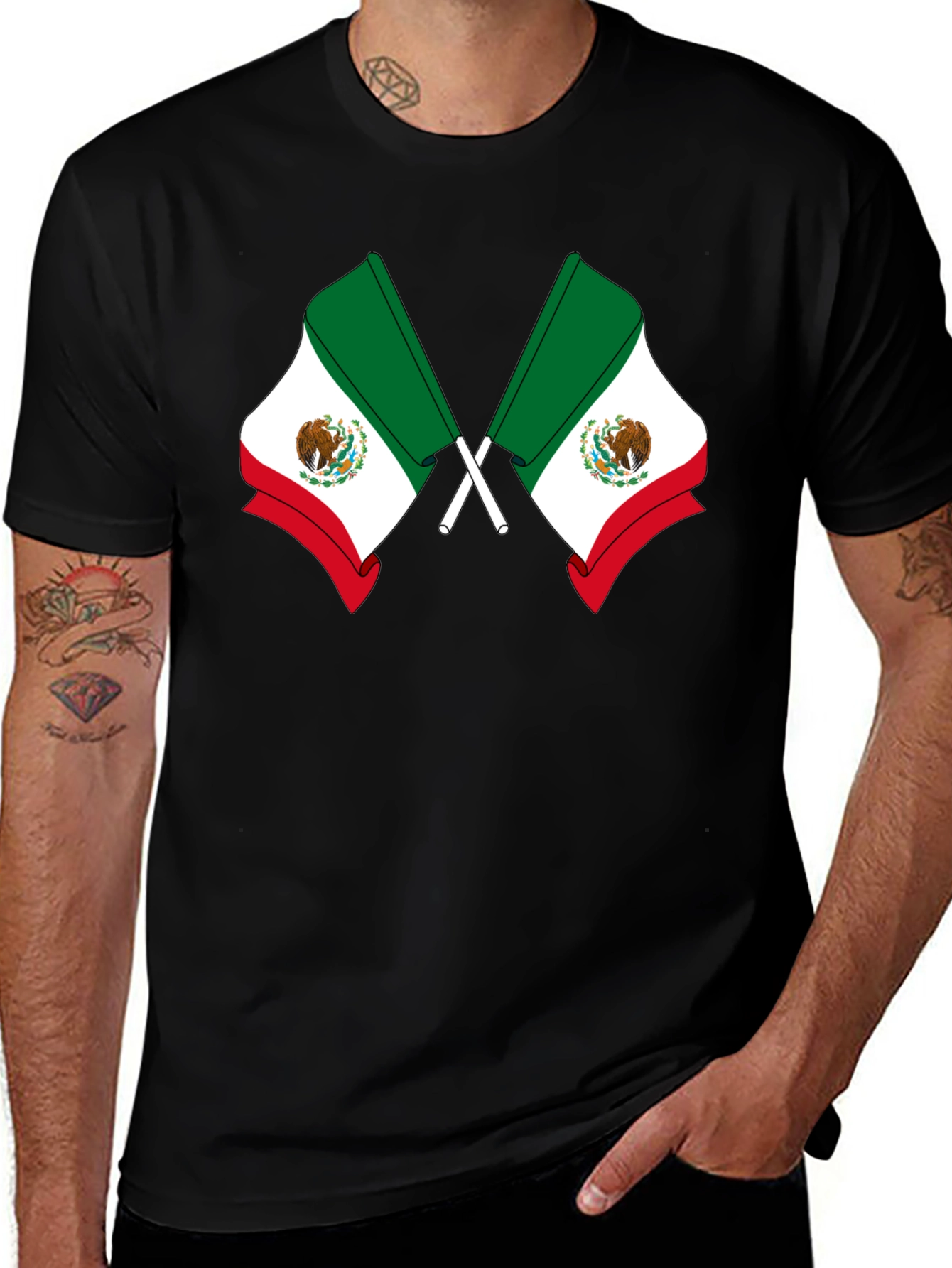Black Mexican Flag T-Shirt - Viva Mexico! main image
