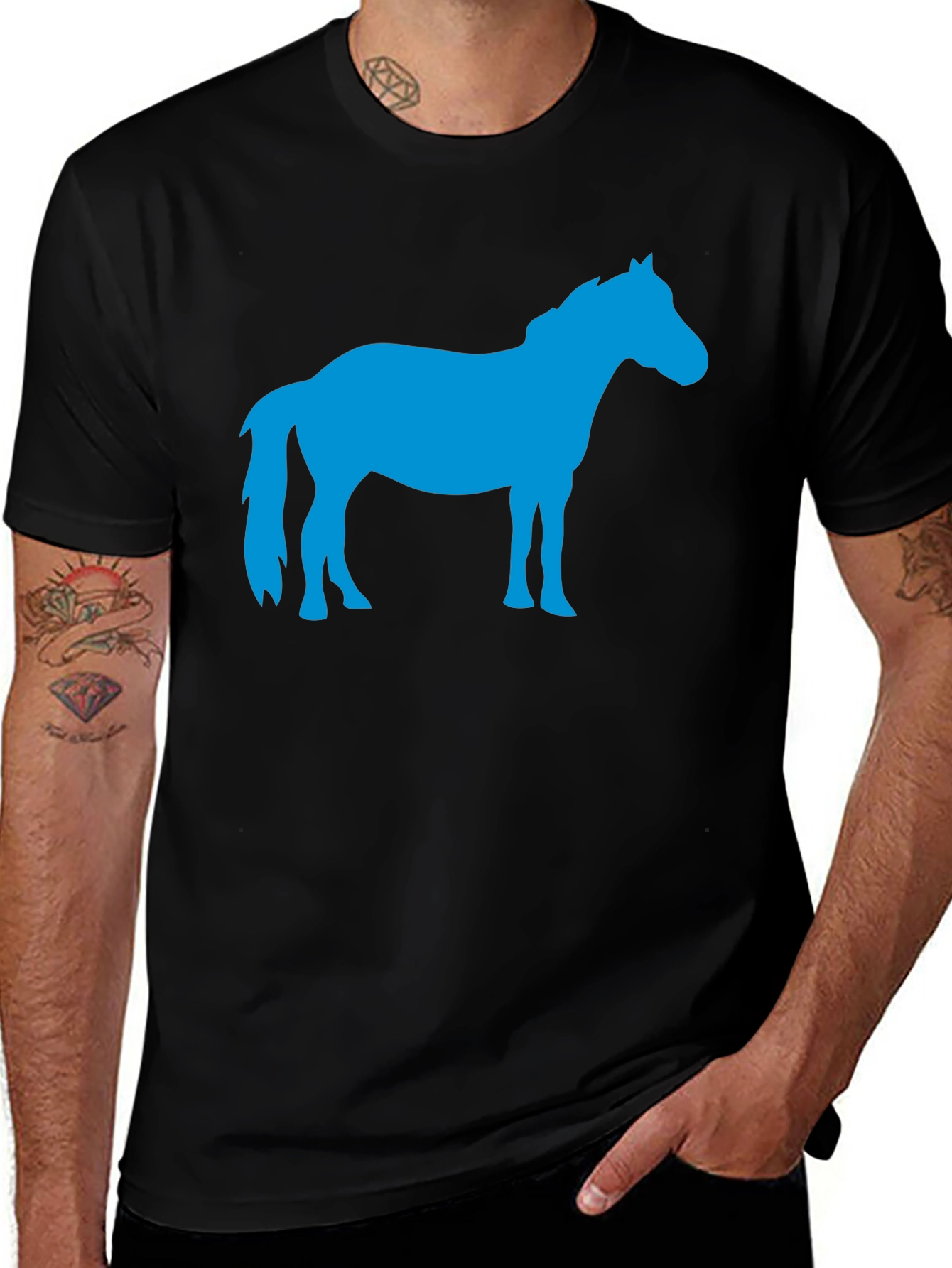 Variant 22 of Blue Horse Silhouette Black Graphic Tee