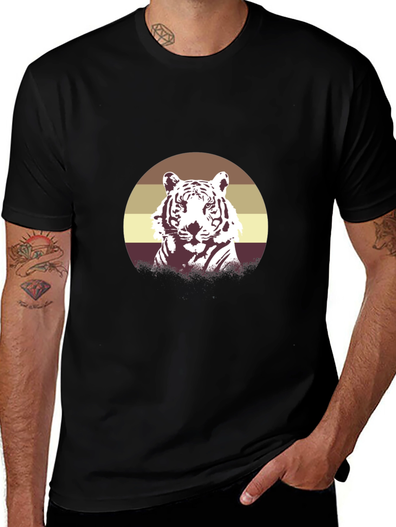 Variant 6 of Retro Tiger Graphic Tee - Black