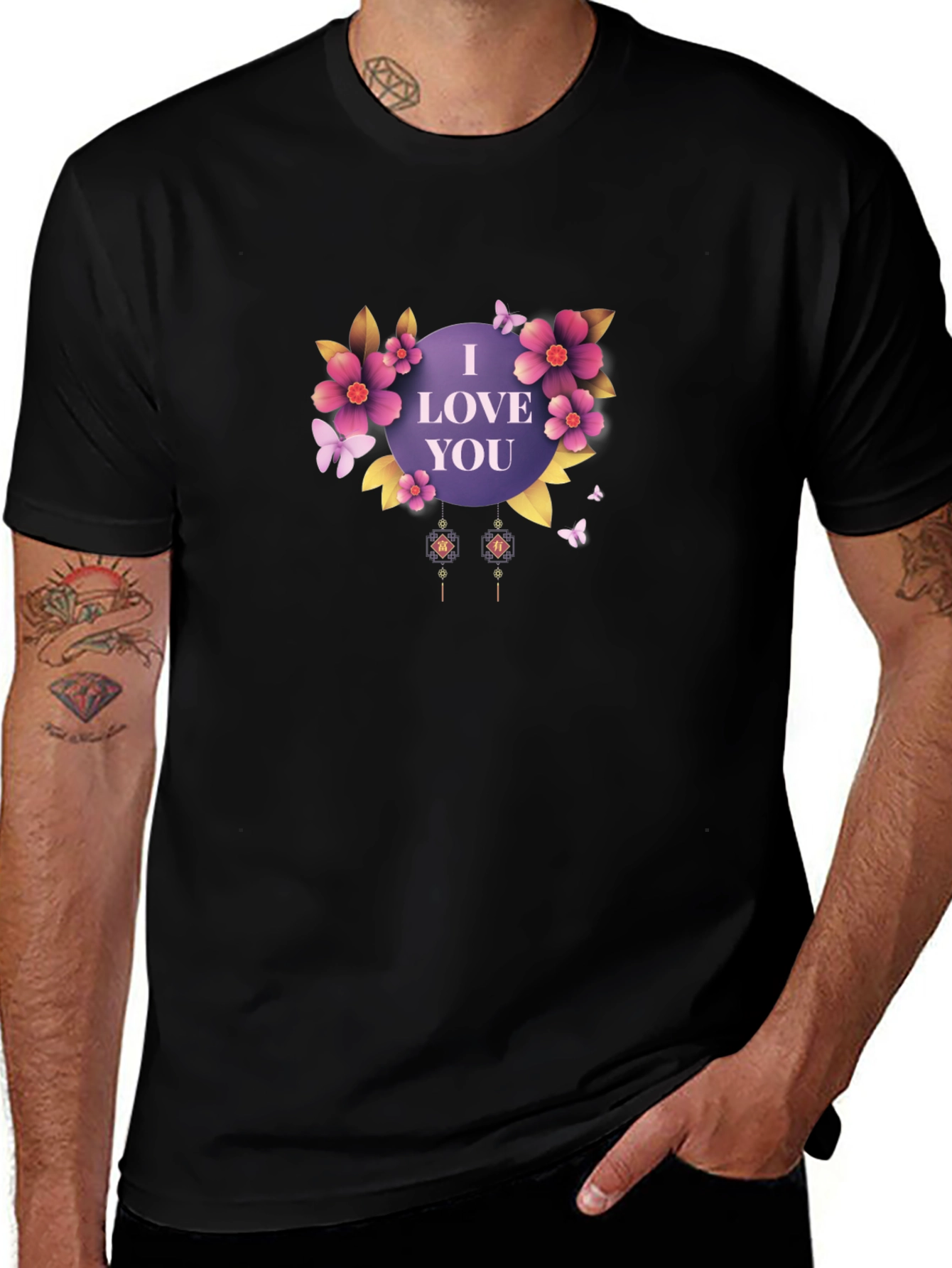 Variant 23 of I Love You Floral T-Shirt