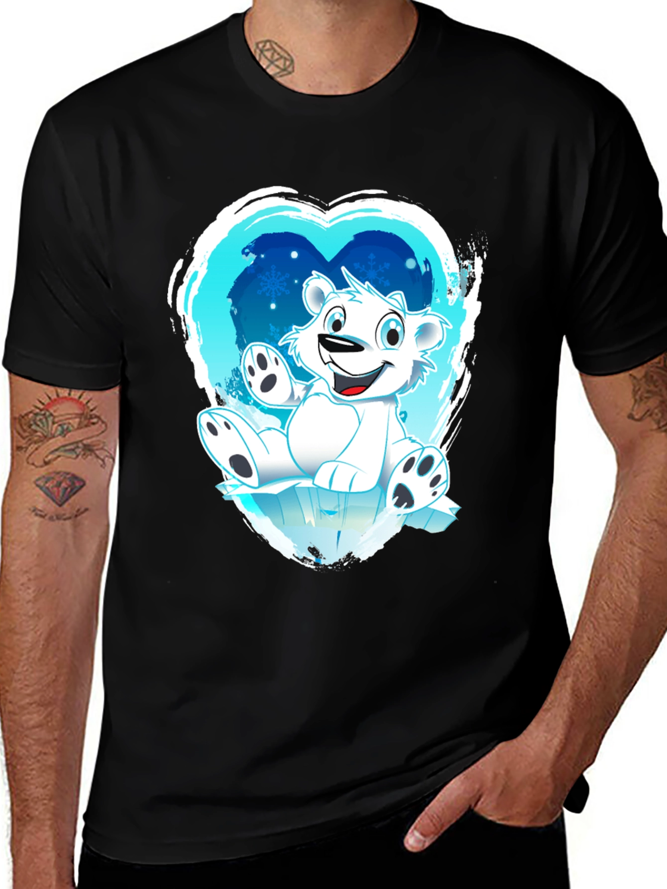 Variant 2 of Polar Bear Heart Graphic Black T-Shirt